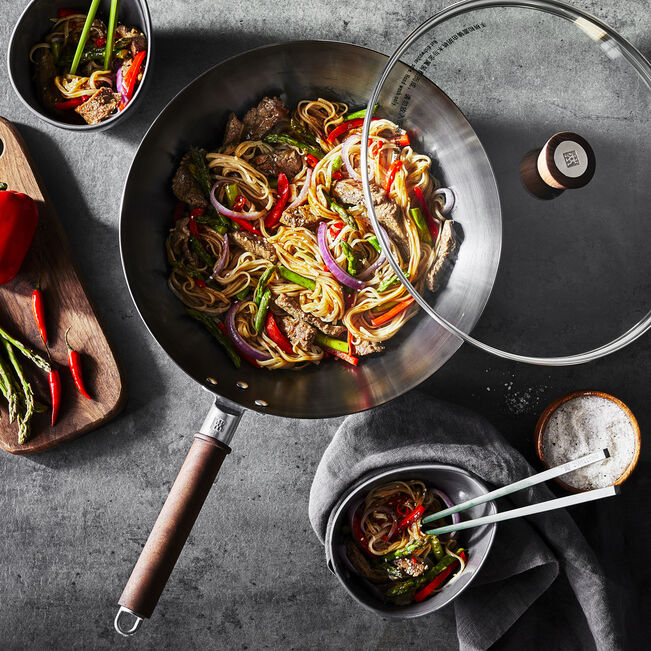 12-inch, Carbon Steel, Wok With Lid